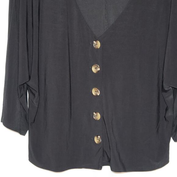 Uncommon Job Cropped Jacket Blazer Women Size Medium Black 5 button front - Picture 4 of 9